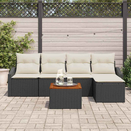 Havesofa Sæt med opbevaring 6 pcs Sort og Cream polyrattan