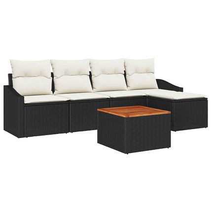 Havesofa Sæt med opbevaring 6 pcs Sort og Cream polyrattan