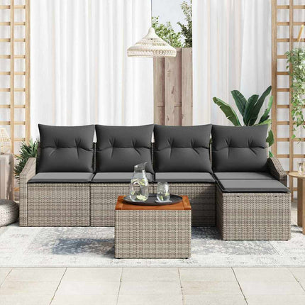 Havesofa Sæt med opbevaring 6 pcs Grå polyrattan