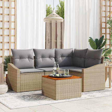 Havesofa Sæt 5 stk. Beige og lys grå polyrattan