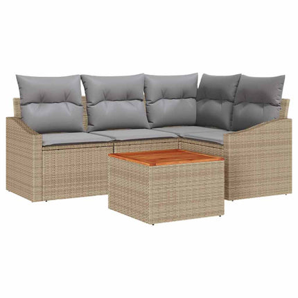 Havesofa Sæt 5 stk. Beige og lys grå polyrattan