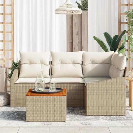 Havesofa Sæt 5 stk. Beige og creme polyrattan