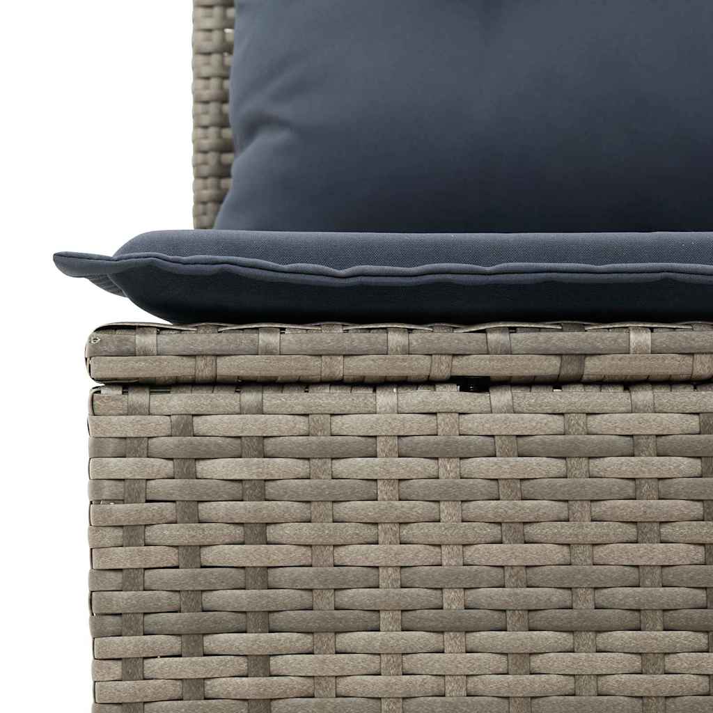 Havesofa Sæt med opbevaring 5 pcs Grå og Marineblå polyrattan