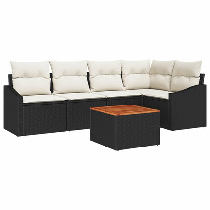 Havesofa Sæt med opbevaring 6 pcs Sort og Cream polyrattan