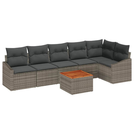 Havesofa Sæt med opbevaring 7 pcs Grå polyrattan