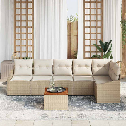 Havesofa Sæt 7 stk. Beige og creme polyrattan