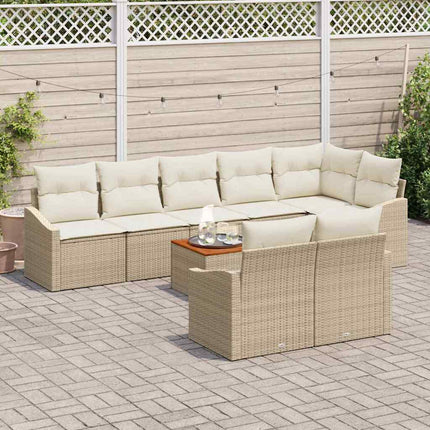 Havesofa Sæt 9 stk. Beige og creme polyrattan