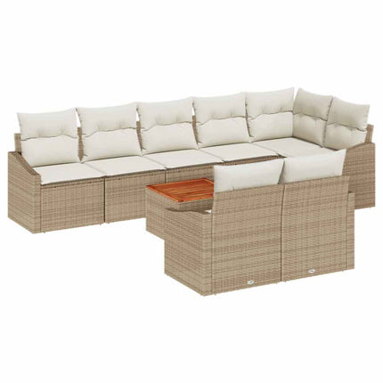 Havesofa Sæt 9 stk. Beige og creme polyrattan