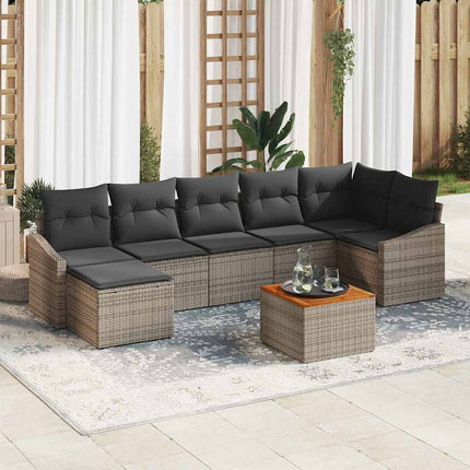 Havesofa Sæt med opbevaring 8 pcs Grå polyrattan