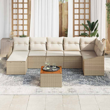 Havesofa Sæt 8 stk. Beige og creme polyrattan