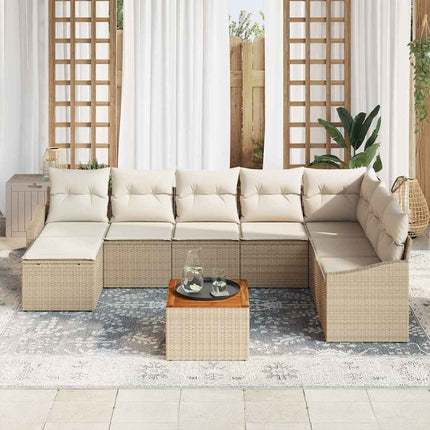 Havesofa Sæt 9 stk. Beige og creme polyrattan