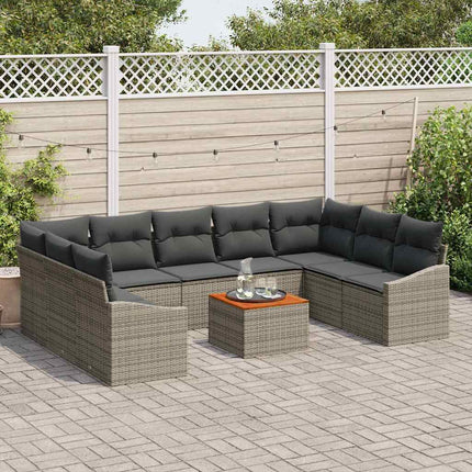 Havesofa Sæt med opbevaring 10 pcs Grå polyrattan