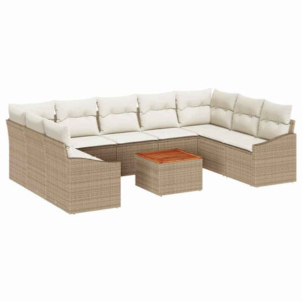 Havesofa Sæt 10 stk. Beige og creme polyrattan
