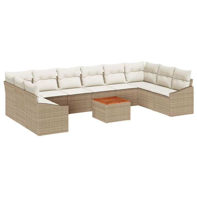 Havesofa Sæt med opbevaring 11 pcs Beige og creme polyrattan