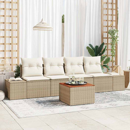 Havesofa Sæt 5 stk. Beige og creme polyrattan