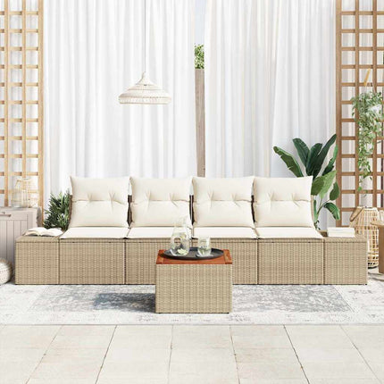 Havesofa Sæt 5 stk. Beige og creme polyrattan