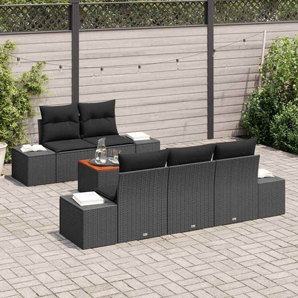 Havesofa Sæt 6 stk. Sort polyrattan
