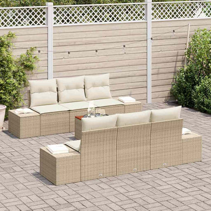 Havesofa Sæt 7 stk. Beige og creme polyrattan