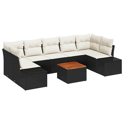 Havesofa Sæt med opbevaring 8 pcs Sort og Cream polyrattan