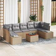 Havesofa Sæt med opbevaring 8 pcs Beige og lys grå polyrattan