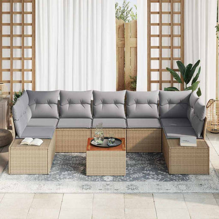 Havesofa Sæt 8 stk. Beige og lys grå polyrattan