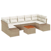 Havesofa Sæt med opbevaring 8 pcs Beige og creme polyrattan
