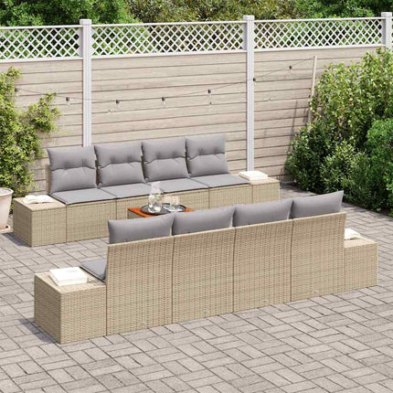 Havesofa Sæt 9 stk. Beige og lys grå polyrattan
