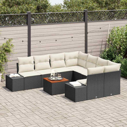 Havesofa Sæt med opbevaring 9 pcs Sort og Cream polyrattan