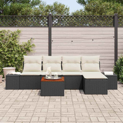 Havesofa Sæt 6 stk. Sort og Cream polyrattan