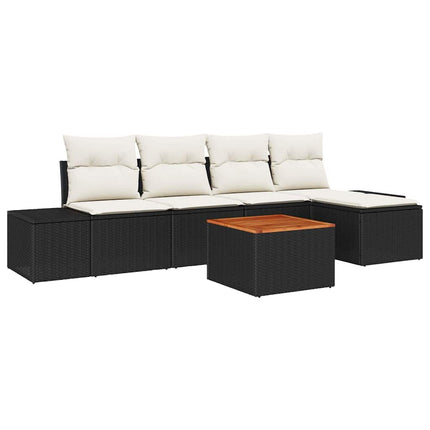 Havesofa Sæt 6 stk. Sort og Cream polyrattan