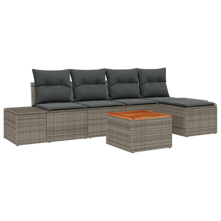 Havesofa Sæt 6 stk. Grå polyrattan
