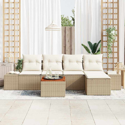Havesofa Sæt 6 stk. Beige og creme polyrattan