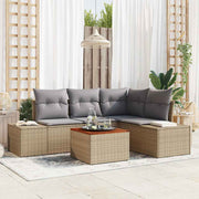 Havesofa Sæt med opbevaring 5 pcs Beige og lys grå polyrattan