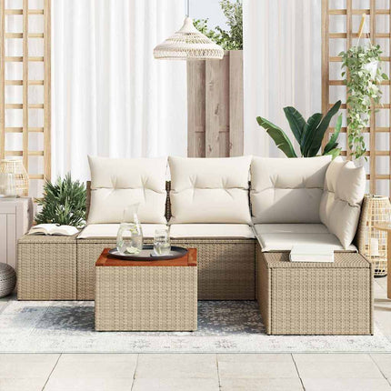 Havesofa Sæt 5 stk. Beige og creme polyrattan