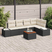 Havesofa Sæt med opbevaring 6 pcs Sort og Cream polyrattan