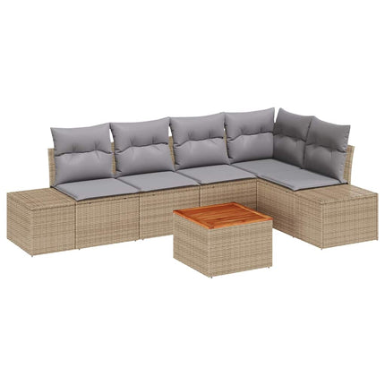 Havesofa Sæt 6 stk. Beige og lys grå polyrattan