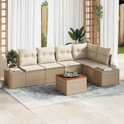 Havesofa Sæt med opbevaring 6 pcs Beige og creme polyrattan
