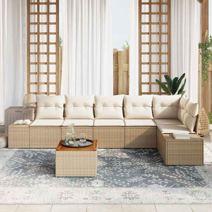 Havesofa Sæt 7 stk. Beige og creme polyrattan