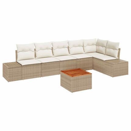 Havesofa Sæt 7 stk. Beige og creme polyrattan