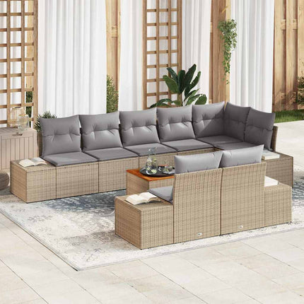 Havesofa Sæt med opbevaring 9 pcs beige og lysegrå