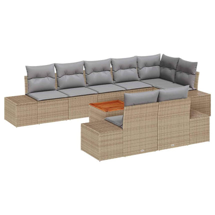 Havesofa Sæt med opbevaring 9 pcs beige og lysegrå