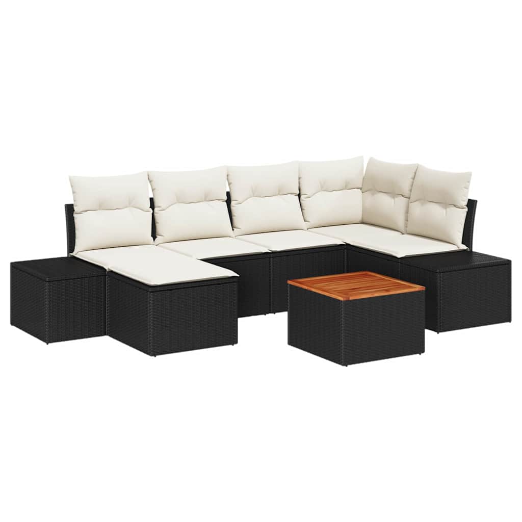 Havesofa Sæt 7 pcs Sort og hvid