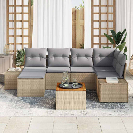 Havesofa Sæt 7 stk. beige og lysegrå