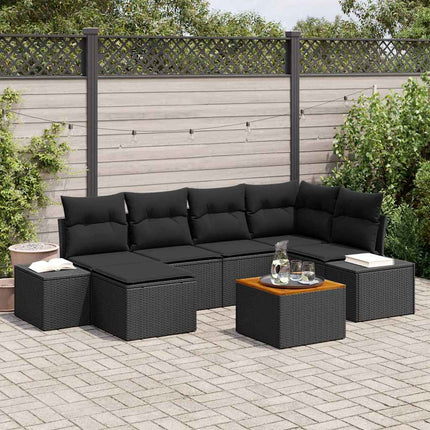 Havesofa Sæt 7 pcs Sort