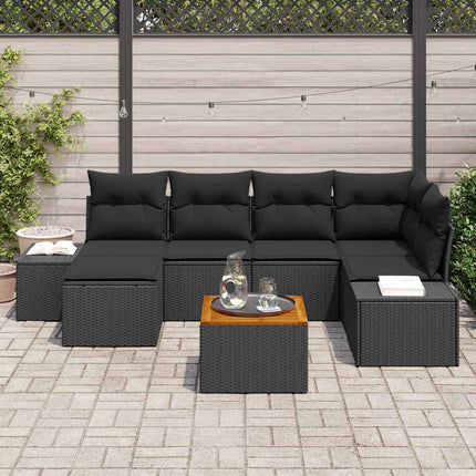 Havesofa Sæt 7 pcs Sort