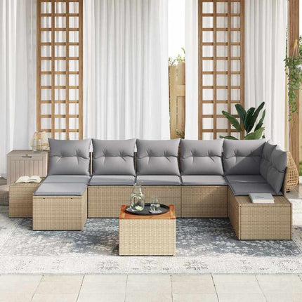 Havesofa Sæt 8 pcs beige og lysegrå