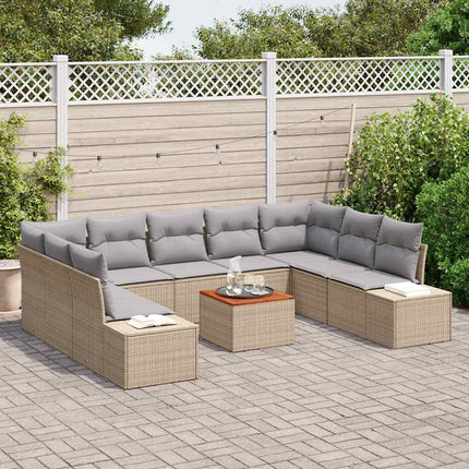 Havesofa Sæt med opbevaring 10 pcs beige og lysegrå