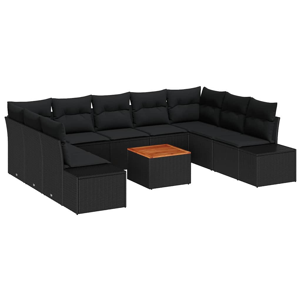 Havesofa Sæt med opbevaring 10 pcs Sort
