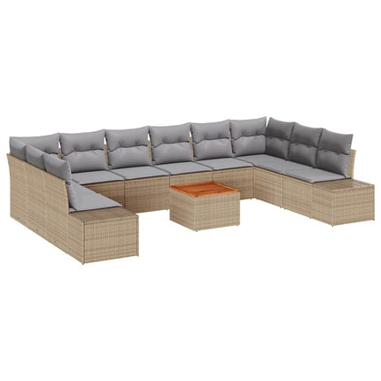 Havesofa Sæt med opbevaring 11 pcs beige og lysegrå