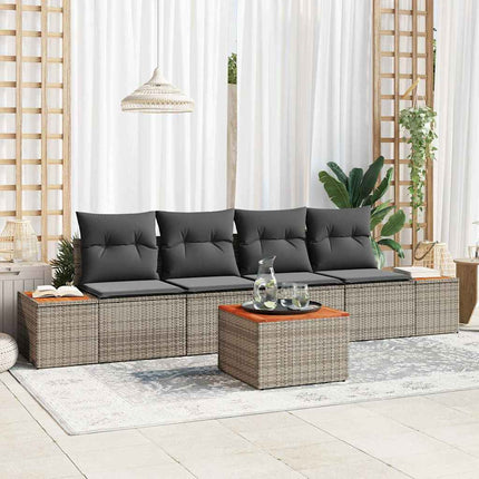 Havesofa Sæt 5 stk. Grå Poly rattan